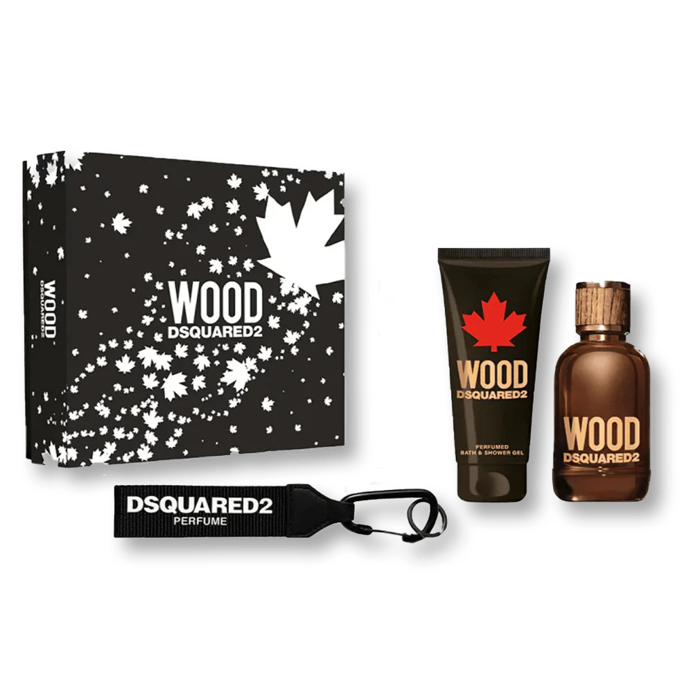 DSQUARED2 Wood Trio Key Ring Gift Set
